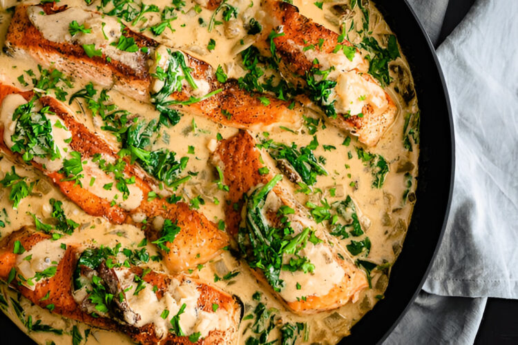 Creamy Low Carb Tuscan Salmon