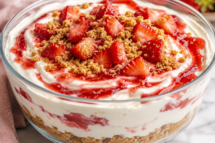 No-Bake Strawberry Cheesecake Box Dessert